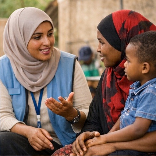 East African community health worker in clinic setting